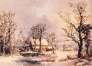 George Henry Durrie Winter in the Country, The Old Grist Mill Germany oil painting artist